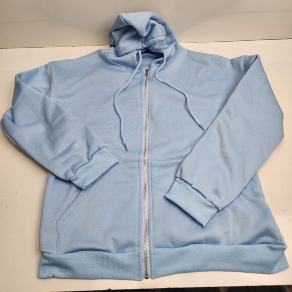 Fall Fleece Zip Up Jacket Casual Oversized Sweatshirt Hoodie Women's Size M - Picture 1 of 4